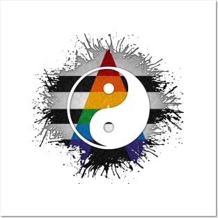 Paint Splatter LGBT Ally Pride Yin and Yang Symbol Posters and Art